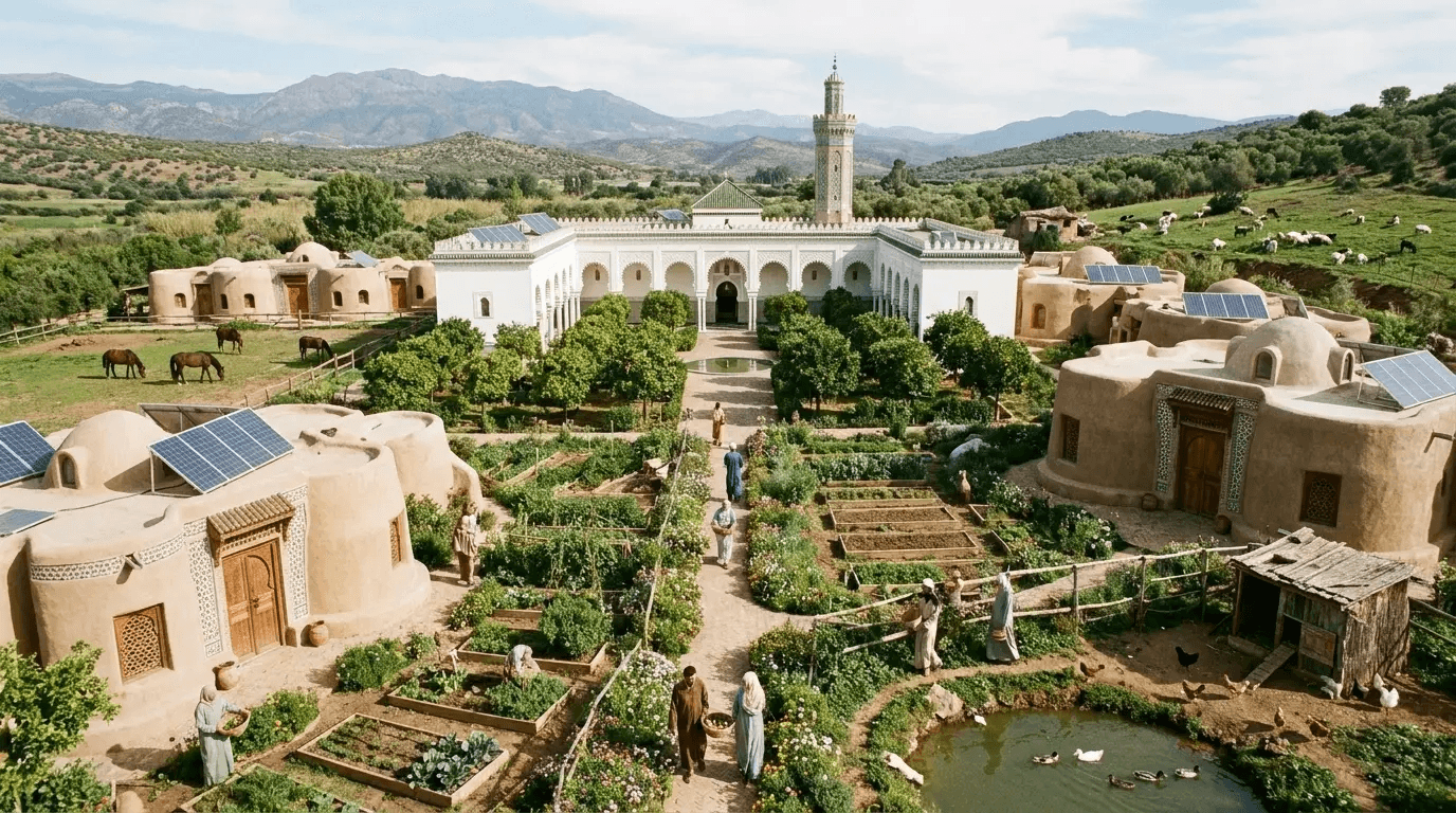 A self-sufficient Muslim community centered around a masjid